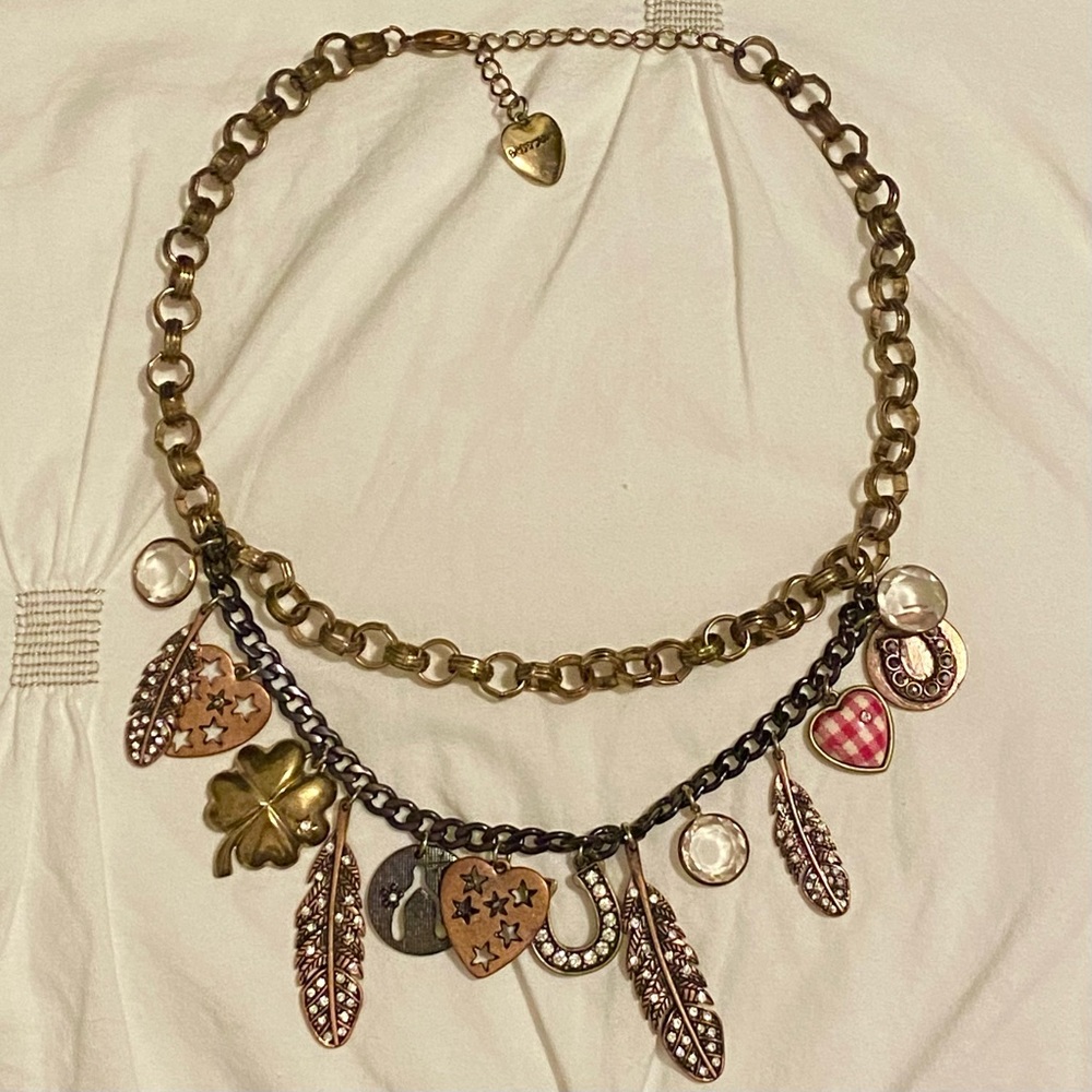 BETSEY JOHNSON - 100% Authentic Lady Luck Brass & Copper Necklace w/Charms